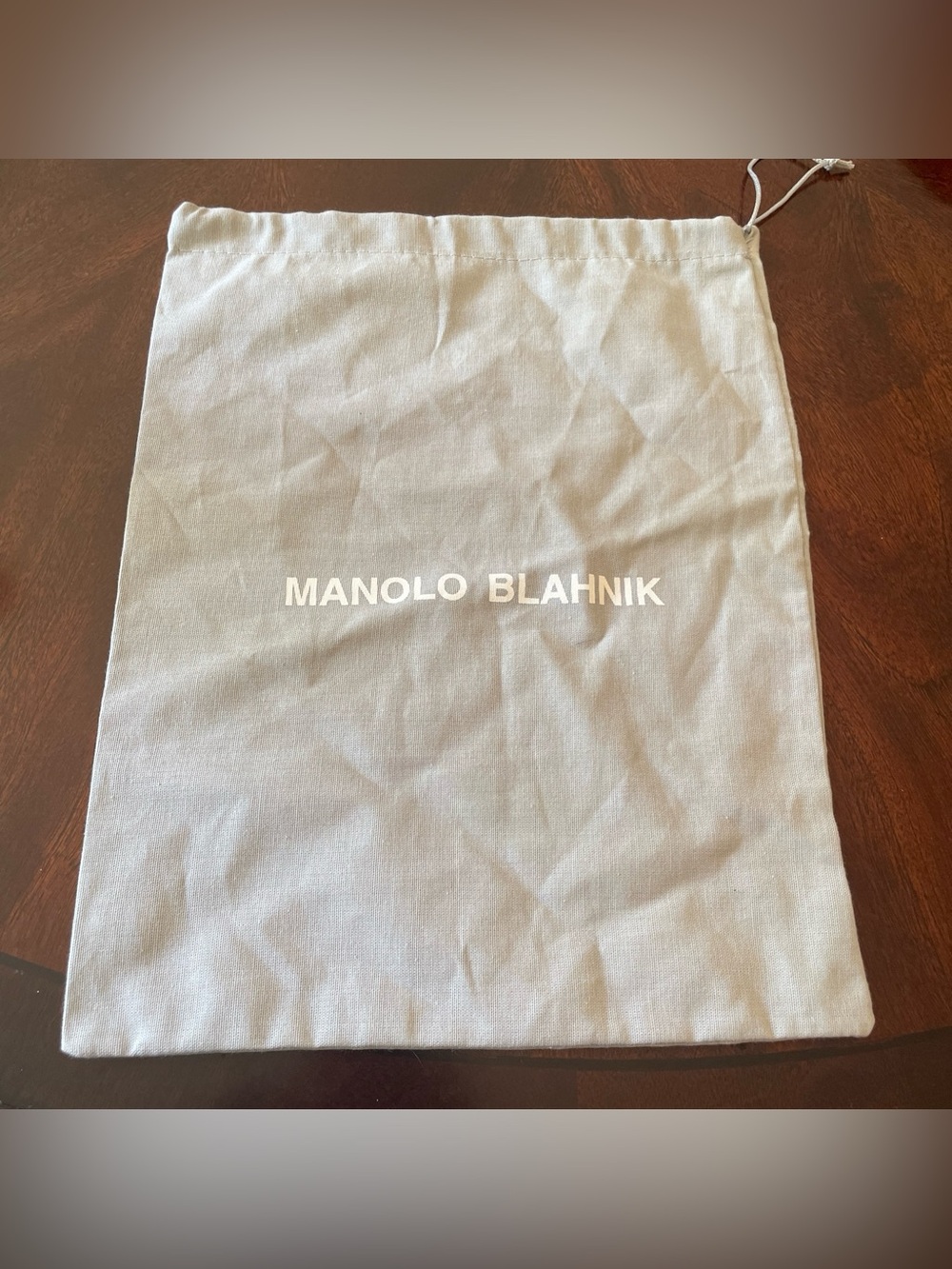 Manolo Blahnik Light Grey Drawstring Shoe Bag